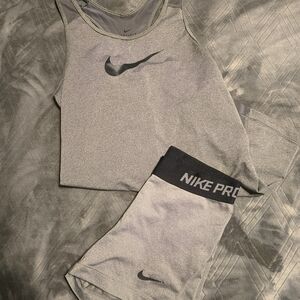 Nike Gray Sports Tank and Shorts Set